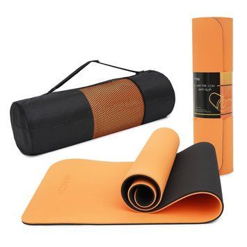 Килимок спортивний Cornix TPE 183 x 61 x 1 см для йоги та фітнесу XR-0091 Orange/Black XR-0091 фото